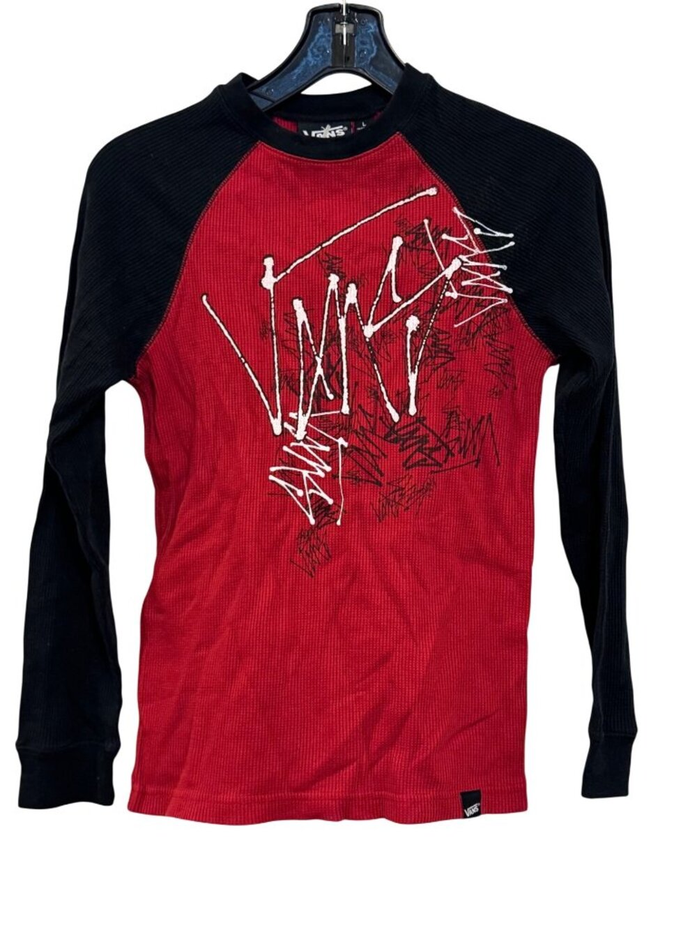 vintage Vans womens Red & Black Long Sleeve Raglan Graphic Shirt Size L